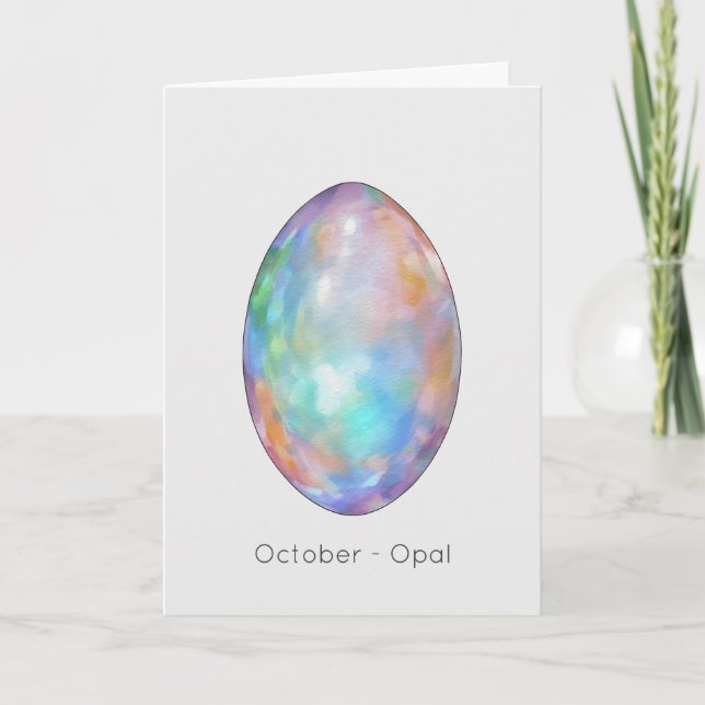 Oktober Birthstone Opal Grattis på födelsedagen Ca Kort (Framsida)