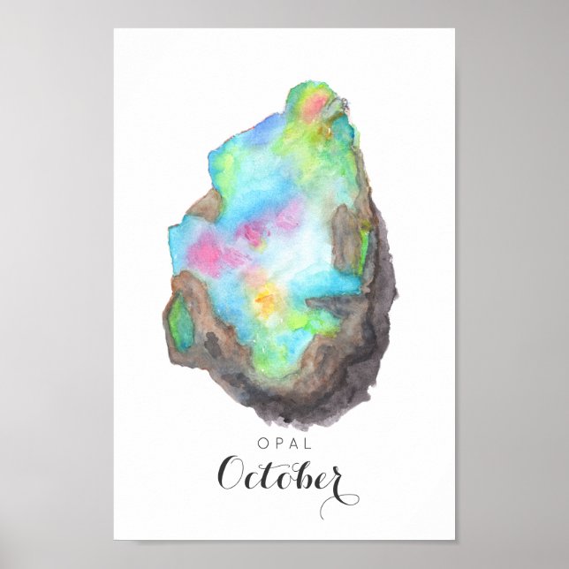Oktober Birthstone - Opal Watercolor | POSTER (Framsidan)