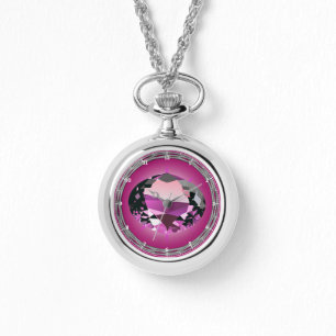 Oktober Birthstone Round Necklace, Silver Plats Armbandsur