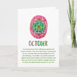 Oktober Birthstone Watercolor Tourmaline Birthday Kort