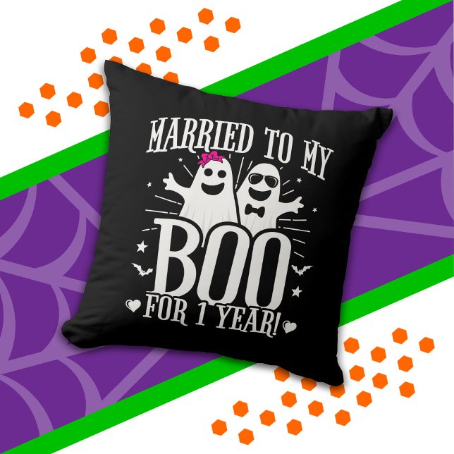 Oktober bröllopsdag rolig 1-årsdag kudde (Skapare uppladdad)