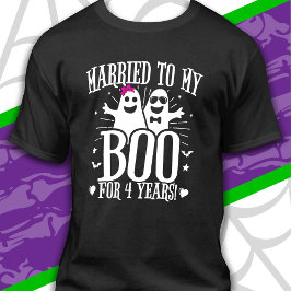 Oktober bröllopsdag rolig 4-årsdag t shirt