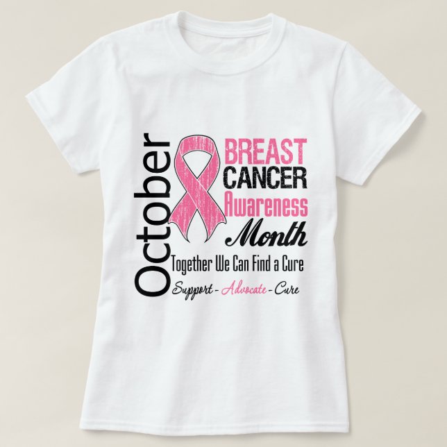 Oktober - bröstcancermedvetenhetmånad tee shirt (Design framsida)