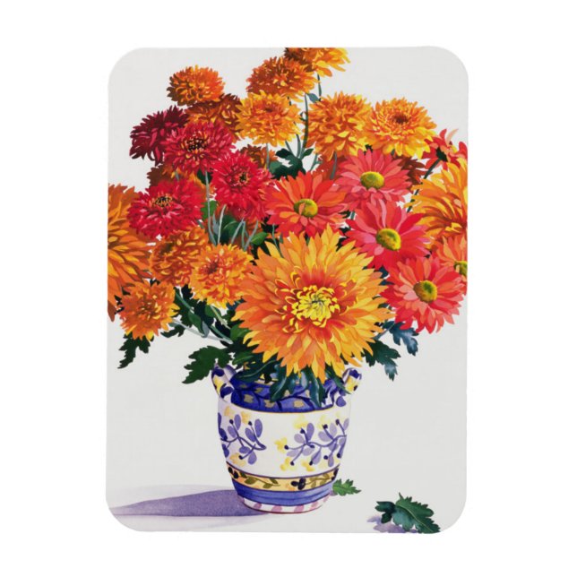 Oktober Chrysanthemums Magnet (Vertikal)