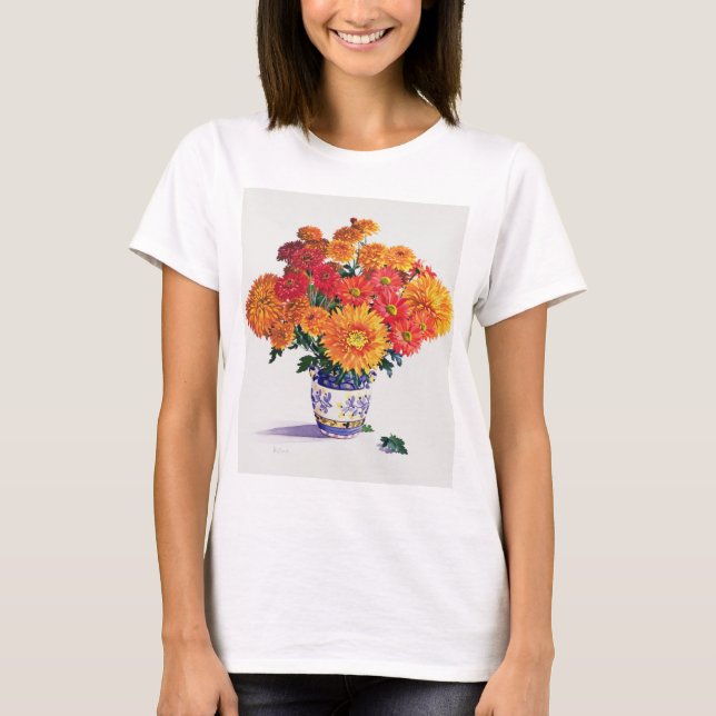 Oktober Chrysanthemums Tee Shirt (Framsida)