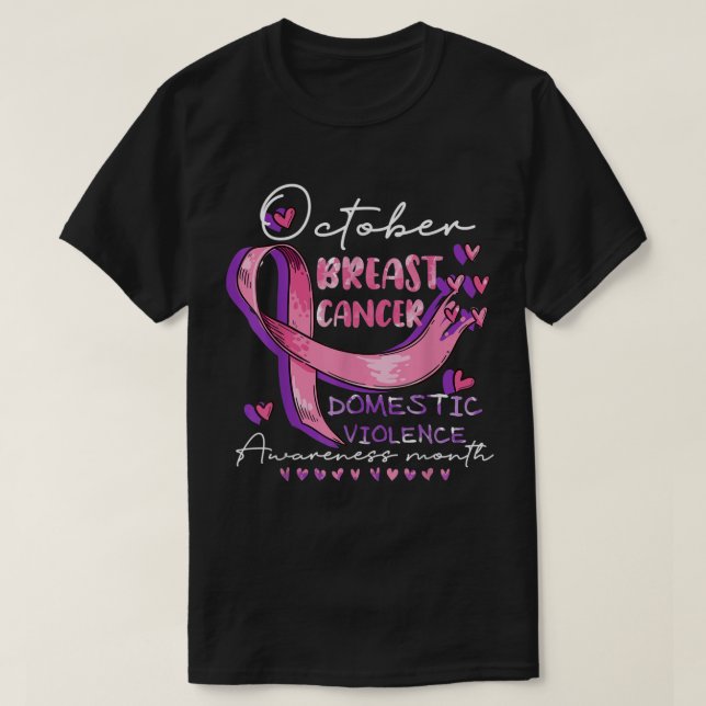 Oktober Domestic Violence & Breast Cancer Awarenes T Shirt (Design framsida)