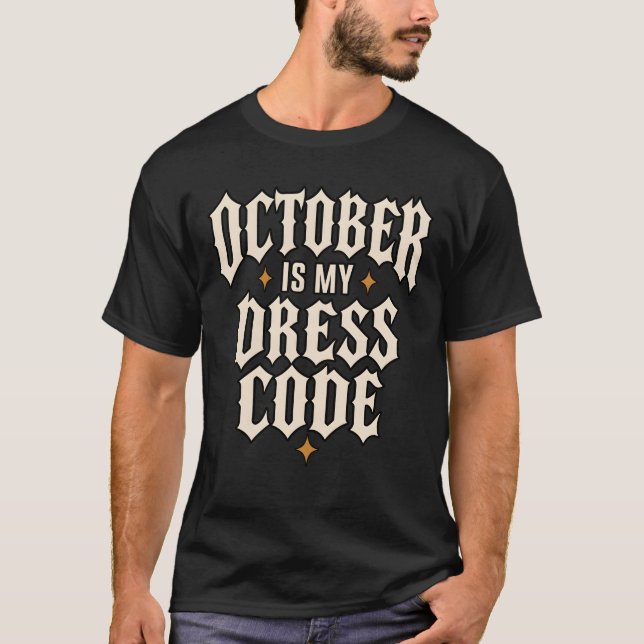 Oktober Dräktkod Gotisk Halloween T Shirt (Framsida)