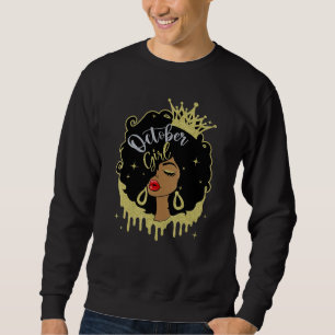 Oktober Flicka Melanin Svarta Kvinnor Horoskop Sva Lång Ärmad Tröja