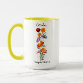 Oktober Flower Marigold och Cosmos Mugg