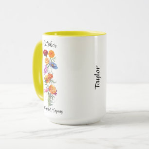 Oktober Flower Marigold och Cosmos Mugg