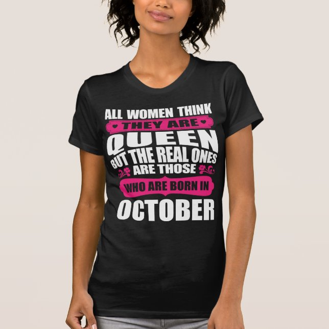 Oktober födelsedagkvinna t-shirt (Framsida)