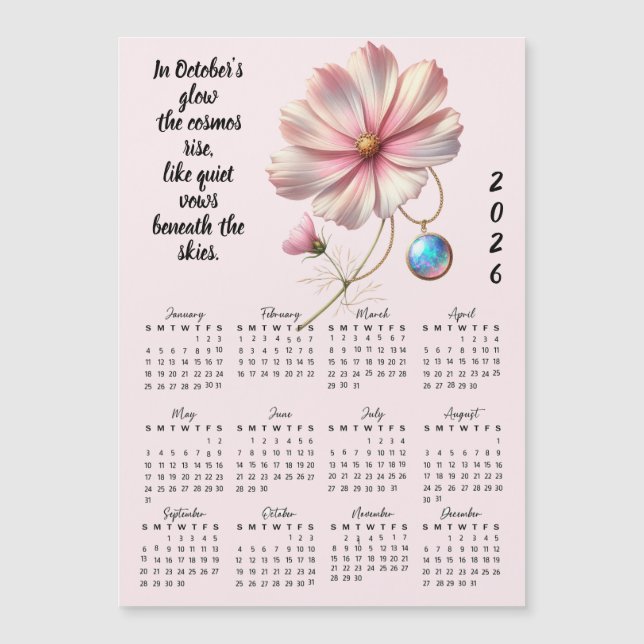 Oktober Födelsedagsblomma Kalender och Sten (Framsida)