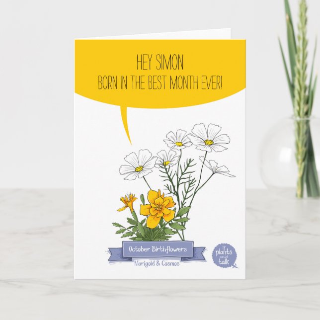 Oktober födelsedagskort, fött i bästa månaden helgkort (Framsida)