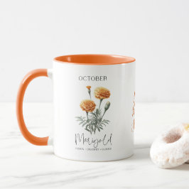 Oktober Födelsemånad Blomma Marigold Födelsedagspr Mugg