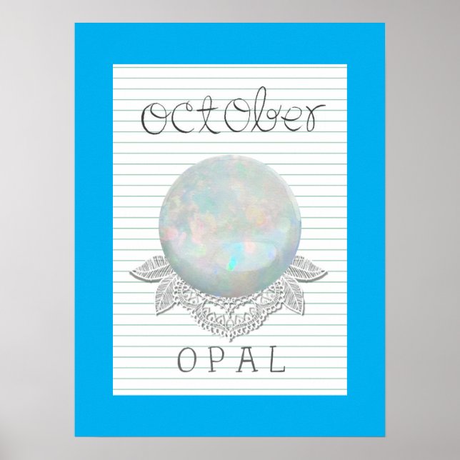 Oktober födelsesten Opal Konstverk Poster (Framsidan)