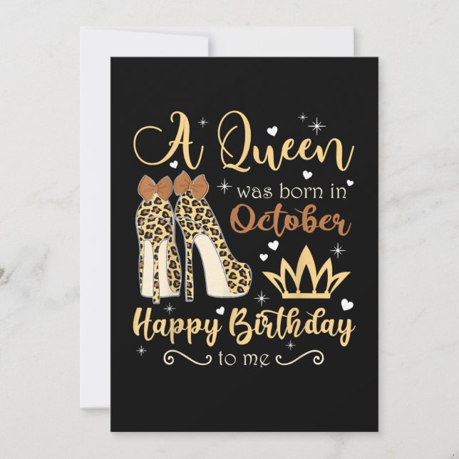 Oktober Girl Birthday Leopard Högklackars Queen Qu Spara Datumet (Framsida)