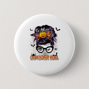 Oktober Girl Messy Hair Bun Birthday Halloween Pum Knapp