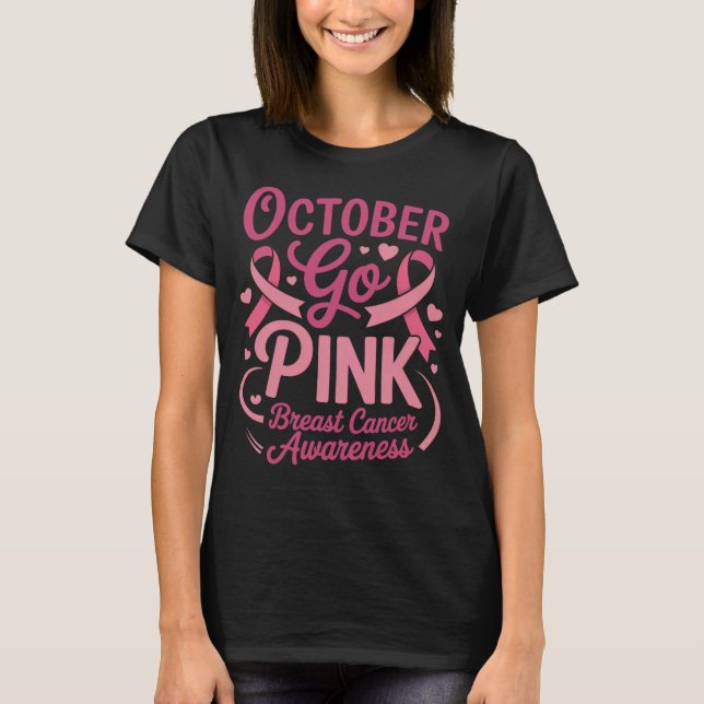 Oktober Go Rosa Breast Cancer Awareness Month Gra T Shirt (Framsida)