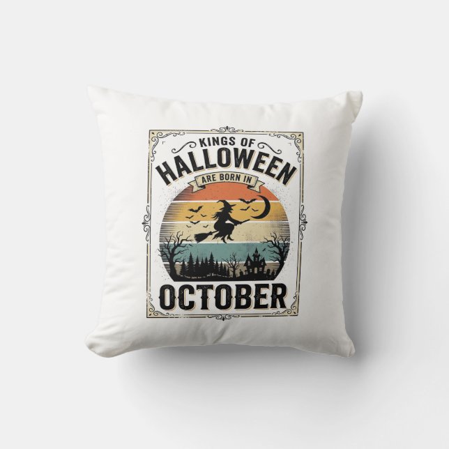 Oktober Halloween Födelsedag Vintage Häxa Tröja Be Kudde (Framsida)