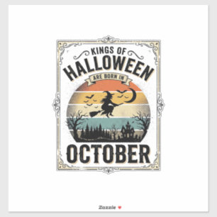 Oktober Halloween Födelsedag Vintage Häxa Tröja De Klistermärken