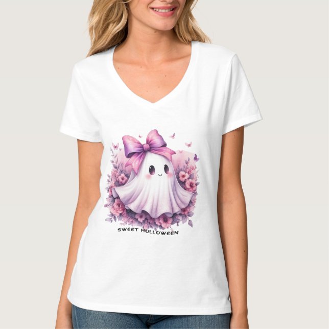 Oktober Halloween Ghost Sweatshirt, Spooky Shirt T (Framsida)