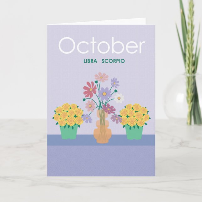 Oktober - hälsningskort för födelseblommor tack kort (Framsida)