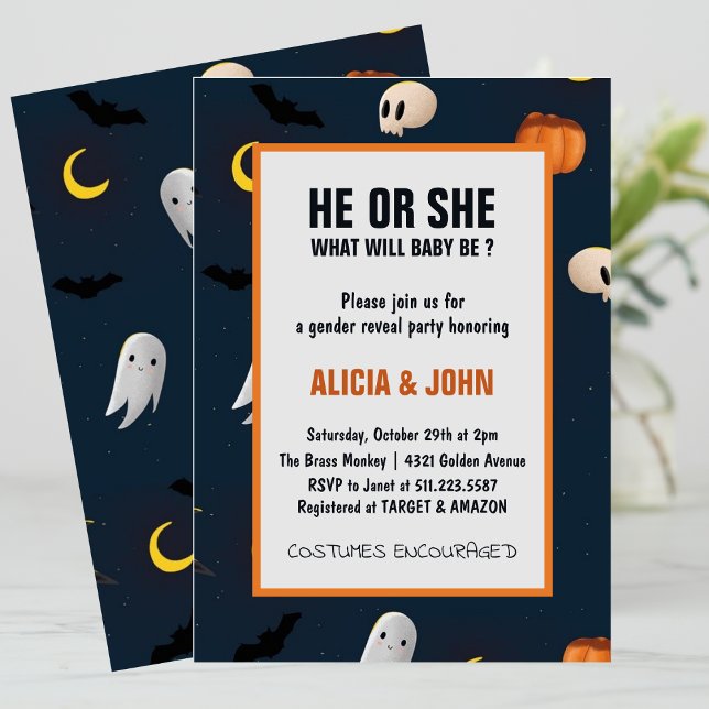 Oktober Han eller Hon Halloween könsbyte avslöjand Inbjudningar (October-He-or-She-Halloween-gender-reveal-Invitation-1)