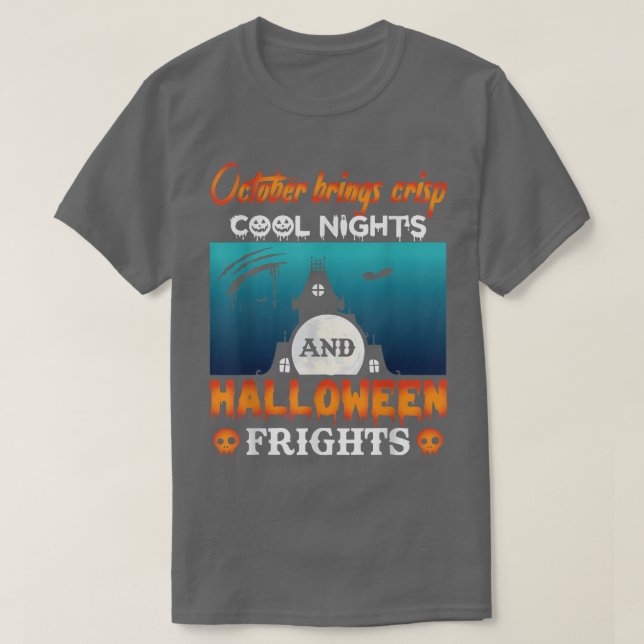 Oktober höjer Coolan i natt och Halloween-vän T Shirt (Design framsida)