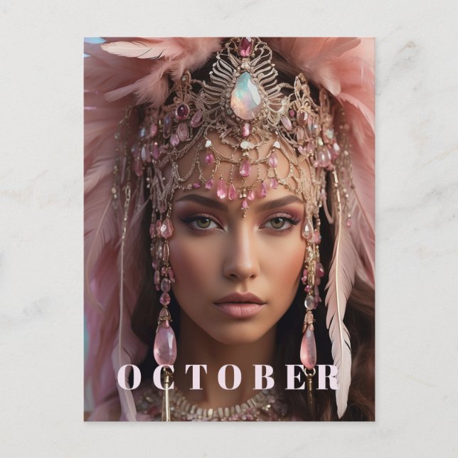 *~ OKTOBER Huvudbonad TOURMALIN  OPAL AP53 Vykort (Framsida)