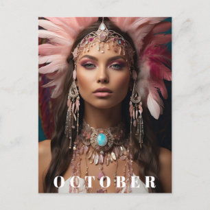 *~ OKTOBER Huvudprydnad Kvinna Gudinna OPAL AP53 Vykort
