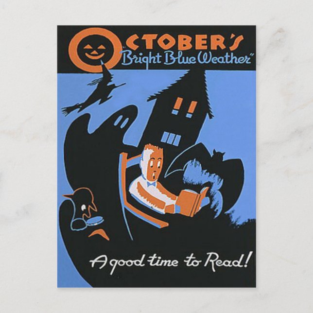 Oktober Läsbibliotek Halloween-affisch Vykort (Framsida)