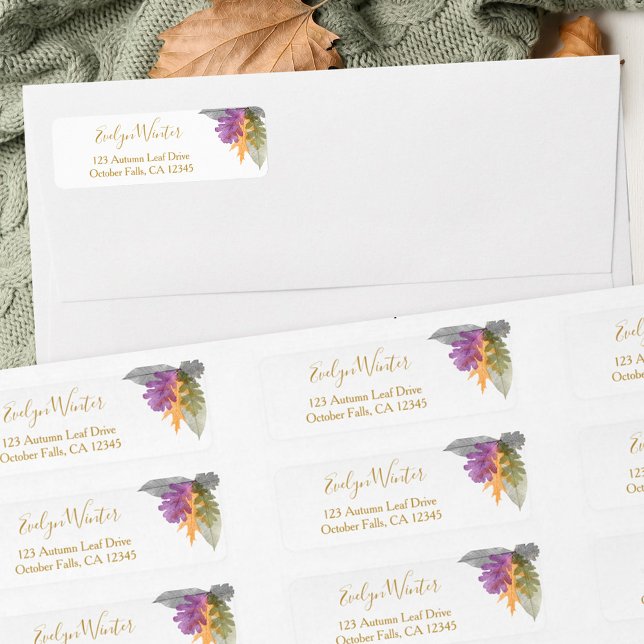 Oktober Löv Colorful Fall Foliage Adress Returadress Etikett (Return Address Labels from my October Leaves Collection)