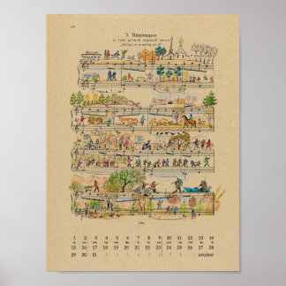 Oktober Lycklig Notes Calendar 2022 Poster