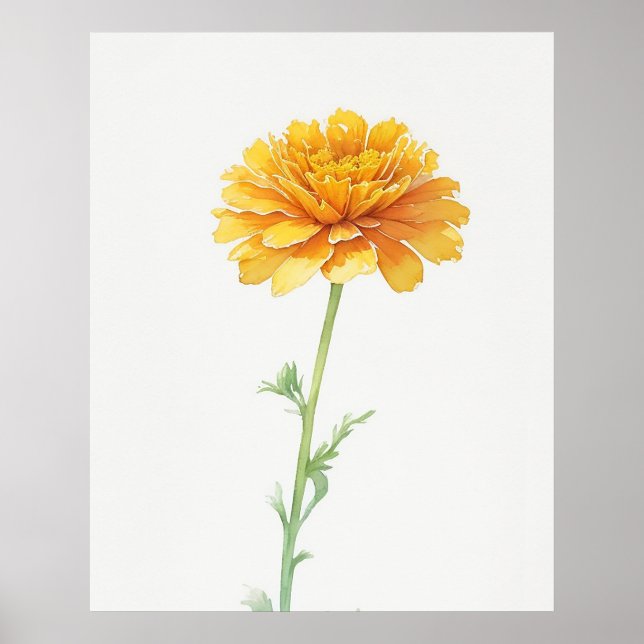 Oktober Marigold Birth Flower Poster (Framsidan)