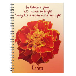 Oktober Marigold Birth Flower Spiral Notebook Anteckningsbok