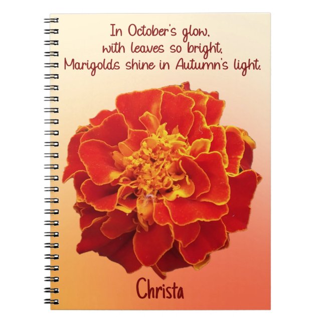Oktober Marigold Birth Flower Spiral Notebook Anteckningsbok (Framsidan)