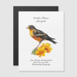 Oktober Marigold Flower och Bird Birth