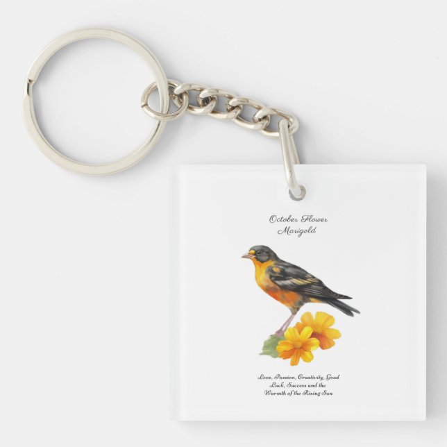 Oktober Marigold Flower och Bird Birth (Framsidan)