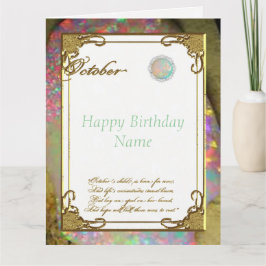 Oktober Opal Birthstone Birthday 8.5 x 11 Kort