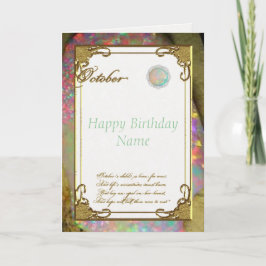 Oktober Opal Birthstone Birthday-kort Kort
