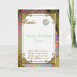 Oktober Opal Birthstone Birthday-kort Kort