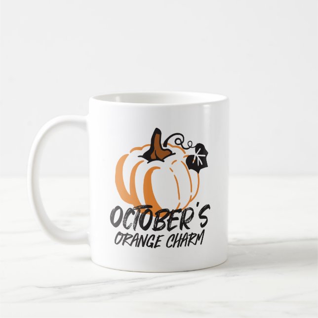 Oktober Orange Charm: Captivation Pumpkin Silhouet Kaffemugg (Vänster)
