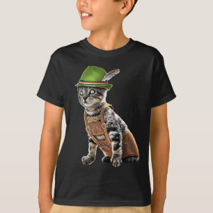 Oktober Party Cat Bavarian Lederhosen Costume Alpi T Shirt