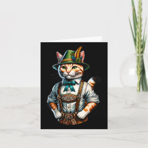 Oktober Party Cat Funny German Bavarian Lederhosen Kort