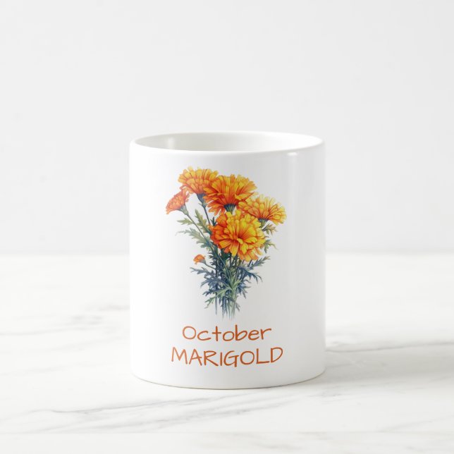 Oktober, primär födelseblomma Marigold mugg (Center)