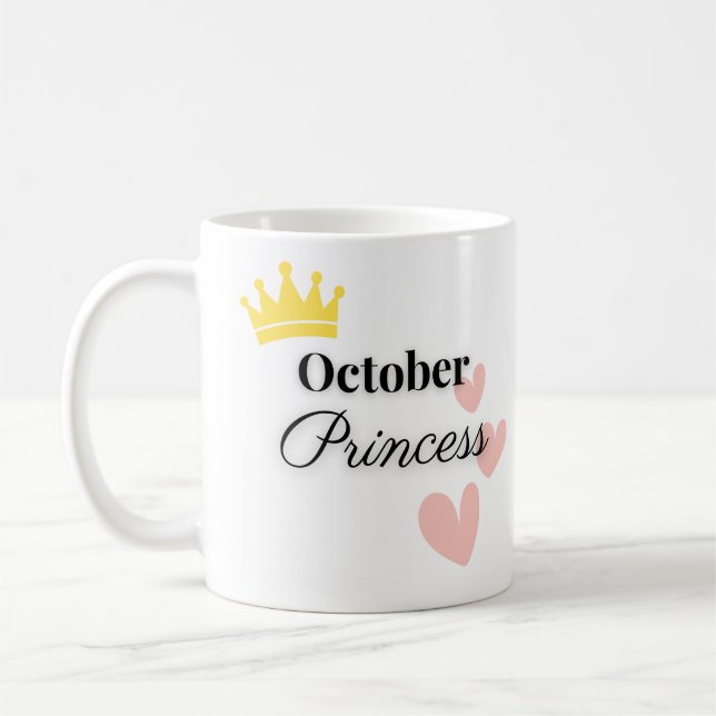 Oktober Prinsessa Mugg – Guld Krona & Hjärtan Desi (Vänster)