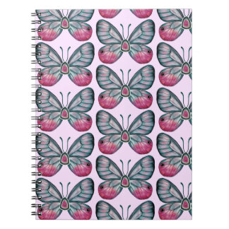 Oktober Rosa Glasswing Butterfly Mönster Design Anteckningsbok