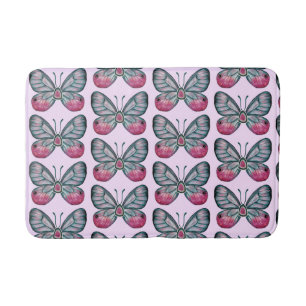 Oktober Rosa Glasswing Butterfly Mönster Design Badrumsmatta