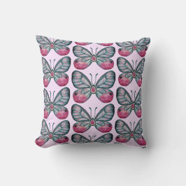 Oktober Rosa Glasswing Butterfly Mönster Design Kudde