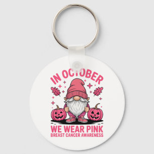 Oktober Rosa Gnome Halloween Bröstcancer medvetenh Nyckelring